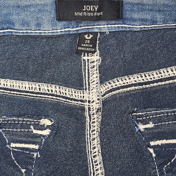 True Religion Joey Mid Rise Flap Pockets Flare Jeans Light Idyllic Wash Size 28 - Picture 9 of 10